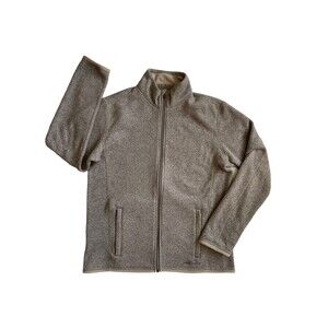 Eddie Bauer Mens Faux Sherpa Lined Jacket Size Medium Full Zip Mock Neck Brown